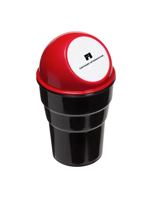 Red Car Cup Holder Trash Can w/Fantasee Integration Logo
