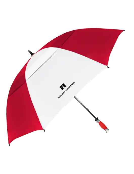 Red/White Vented Typhoon Tamer Golf Umbrella w/Fantasee Integration Logo