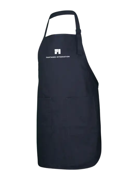 Full-Length Black Apron With Pockets w/Fantasee Integration Logo