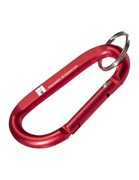 Red Carabiner & Key Ring w/Fantasee Integration Logo