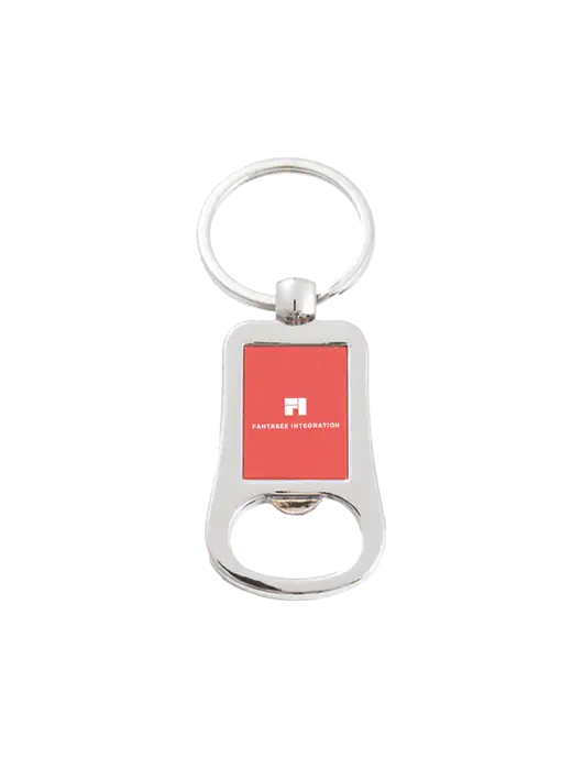 Silver & Red Bottle Opener Keychain w/Fantasee Integration Logo