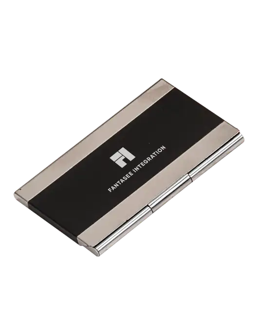 Black 3.75 x 2.5 Business Card Holder w/Fantasee Integration Logo