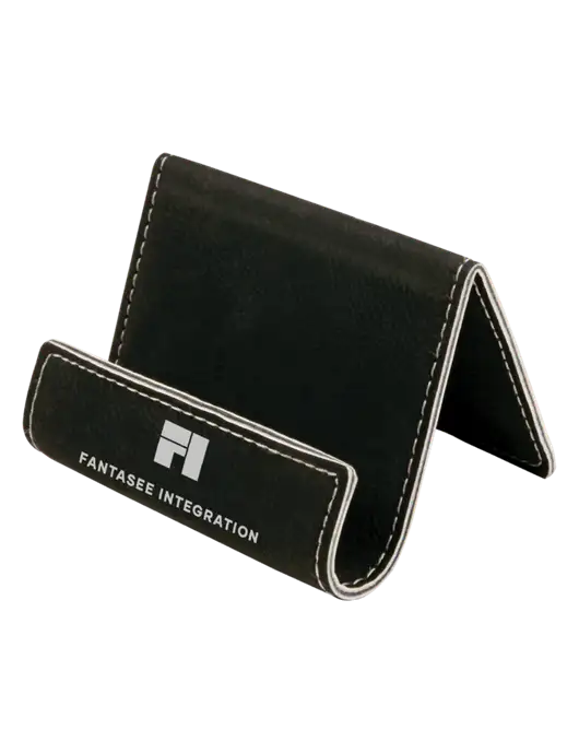 Black Leatherette Card & Phone Holder w/Fantasee Integration Logo