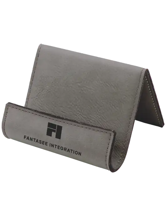 Grey Leatherette Card & Phone Holder w/Fantasee Integration Logo