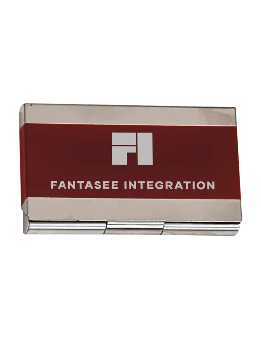 Red 3.75 x 2.5 Business Card Holder w/Fantasee Integration Logo