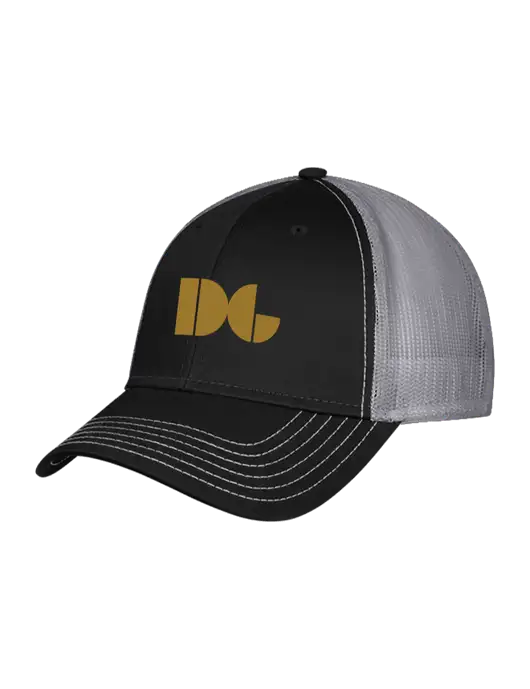 Black/Medium Dark Grey Mesh Trucker Cap Snap Back w/DG Logo