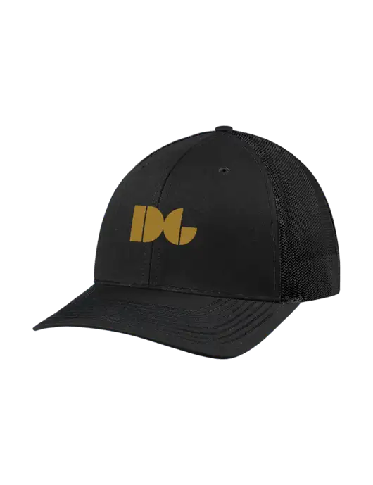 Richardson Adjustable Snapback Original 112 Trucker Cap Black w/Black Mesh w/DG Logo