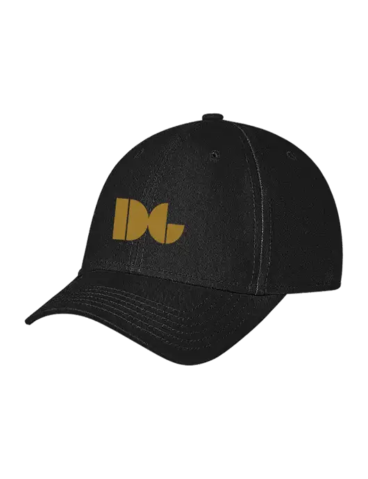 Black Structured Soft Snap Closure Hook & Loop Cap w/DG Logo