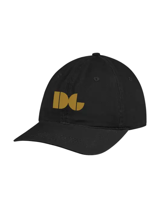 Garment Washed Unstructured Twill Black Cap w/DG Logo