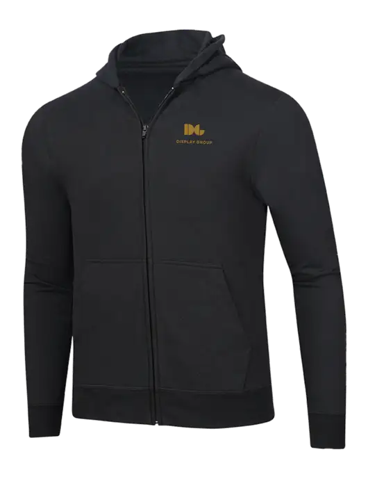 Jet Black 8.5 oz Ring Spun Zip Hooded Sweatshirt w/Display Group Logo