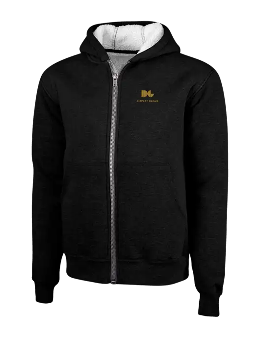 Cornerstone Black Heavyweight Sherpa Lined Hooded Fleece Jacket w/Display Group Logo