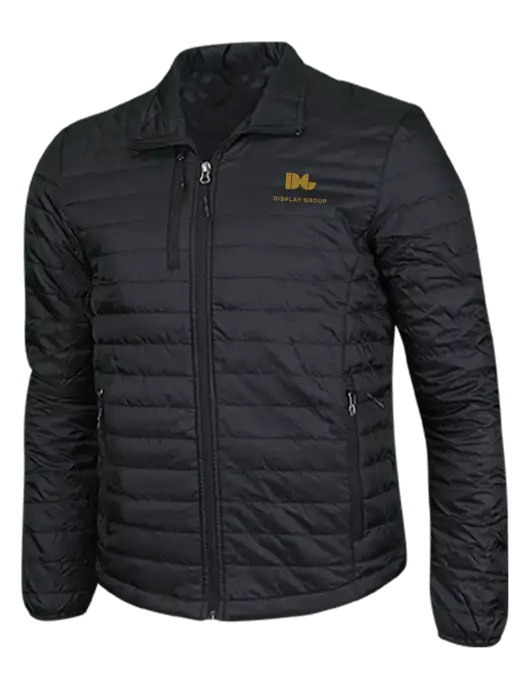 Deep Black Puffy Packable Jacket w/Display Group Logo