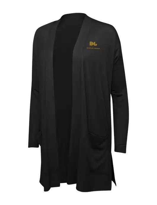 Black Womens Concept Long Pocket Cardigan w/Display Group Logo