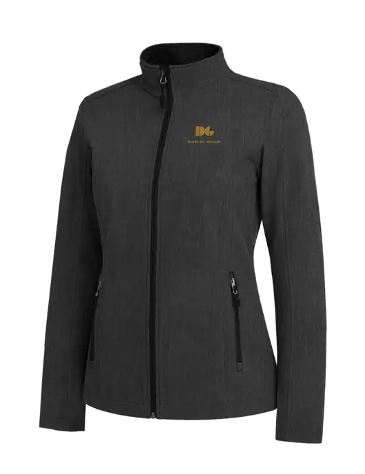 Black Charcoal Heather Womens Core Soft Shell Jacket w/Display Group Logo