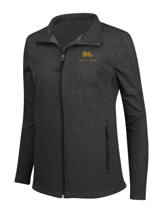 Black Charcoal Heather Womens Core Soft Shell Jacket w/Display Group Logo