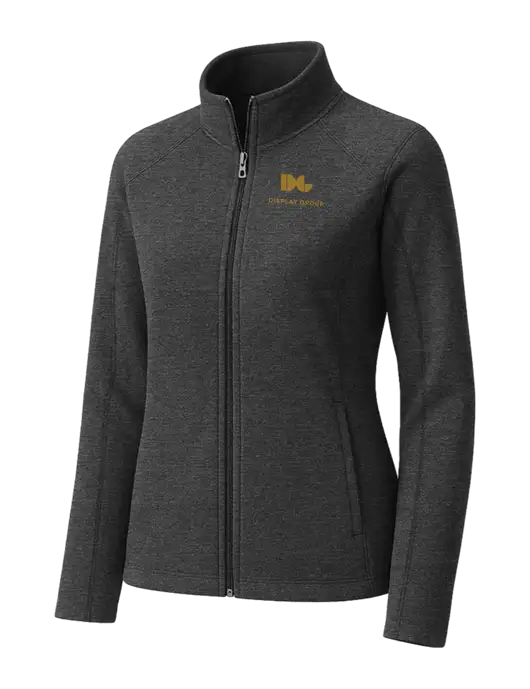 Charcoal Womens Heather Microfleece Full-Zip Jacket w/Display Group Logo