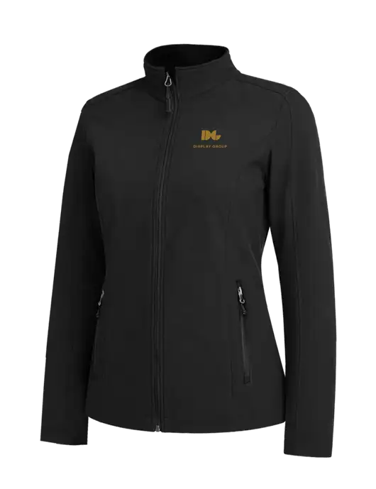 Black Womens Core Soft Shell Jacket w/Display Group Logo