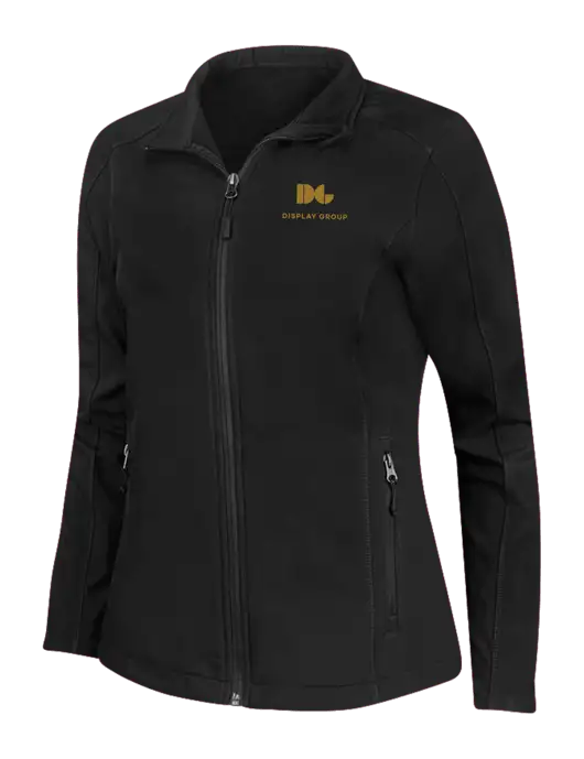 Black Womens Core Soft Shell Jacket w/Display Group Logo