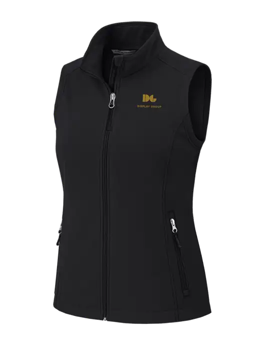Black Womens Core Soft Shell Vest w/Display Group Logo