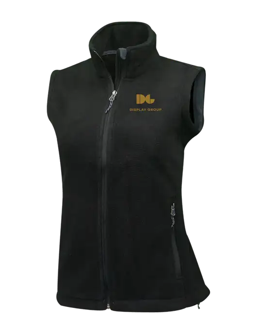 Womens Black Fleece Vest w/Display Group Logo