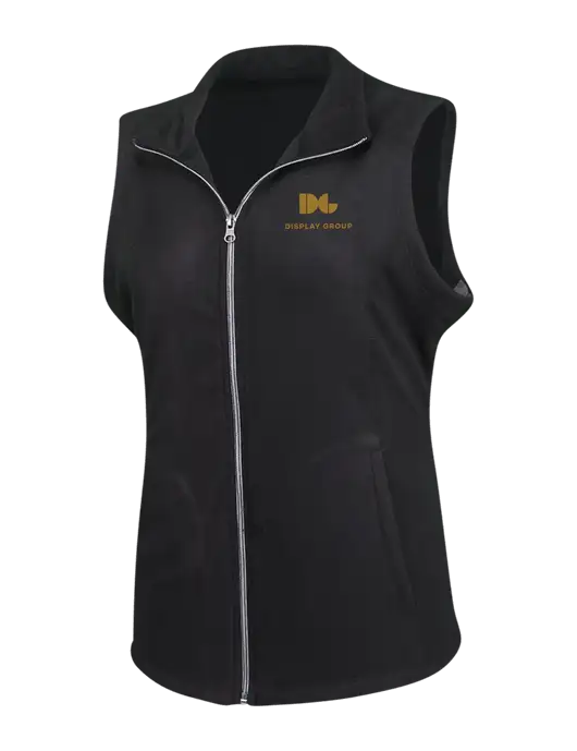 Black Womens Microfleece Vest w/Display Group Logo