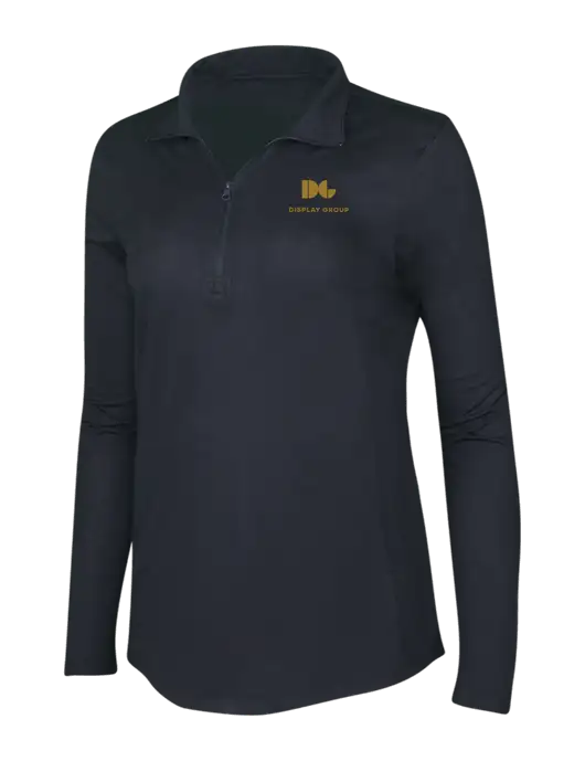 Black Triad Solid Womens Posicharge Tri-Blend Wicking 1/4 Zip Pullover w/Display Group Logo