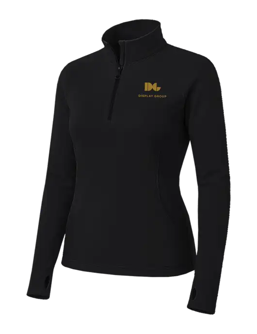 Womens Black Sport Wick Stretch 1/4 Zip Pullover w/Display Group Logo