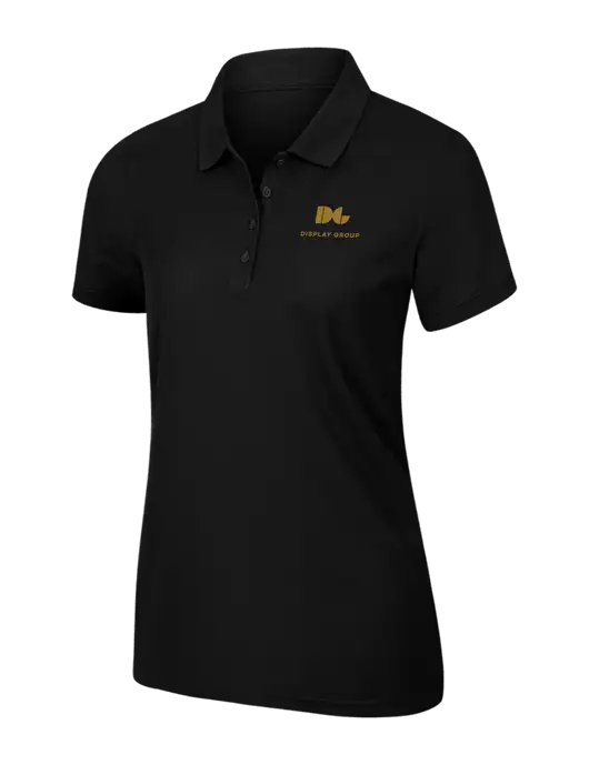 Womens Black Core Classic Pique Polo w/Display Group Logo