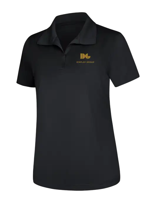 Womens Black Micropique Sport-Wick Polo w/Display Group Logo