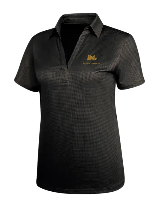 Black Womens Performance Fine Jacquard Polo w/Display Group Logo