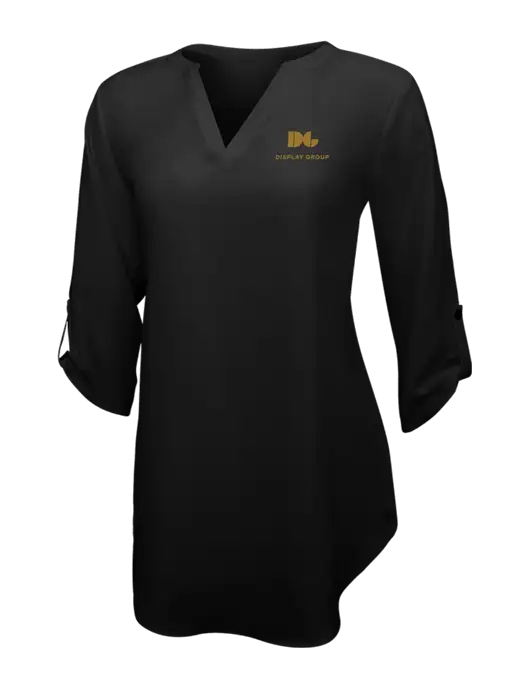 Womens Black 3/4 Sleeve Tunic Blouse w/Display Group Logo