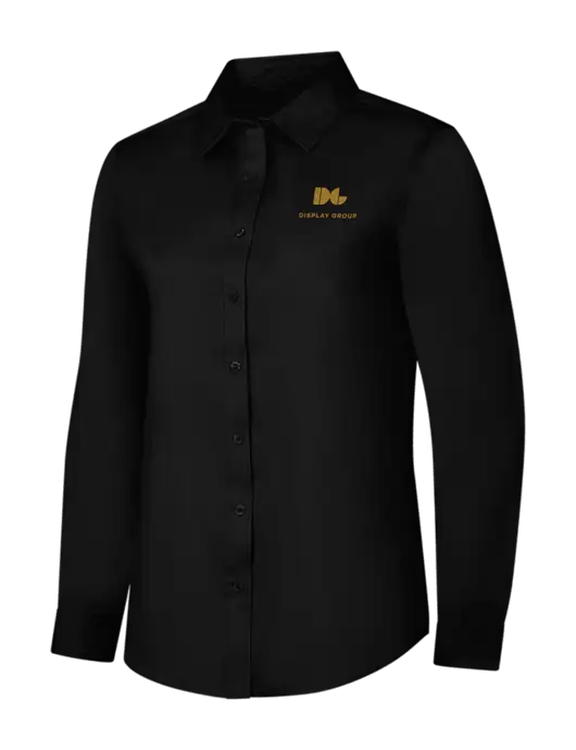 Womens Black Long Sleeve Superpro React Twill Shirt w/Display Group Logo