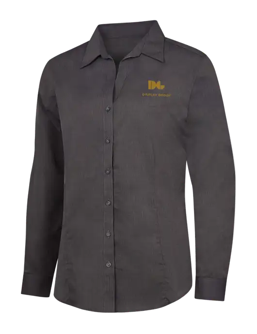 Womens Soft Black Crosshatch Easy Care Shirt w/Display Group Logo
