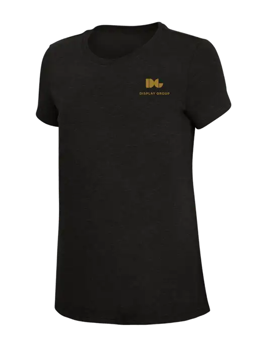 Womens Simply Soft Black 4.5oz Poly/Combed Ring Spun Cotton T-Shirt w/Display Group Logo