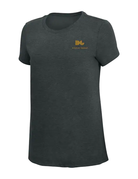Womens Simply Soft Black Frost 4.5oz Poly/Combed Ring Spun Cotton T-Shirt w/Display Group Logo